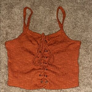 Forever 21 Burnt Orange Lace-Up Camisole